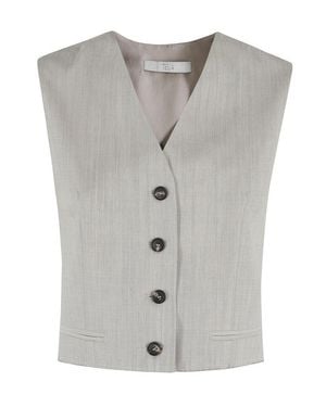 Tela Cement-Textured Sleeveless Gilet With Adjustable Back Closure - Gray