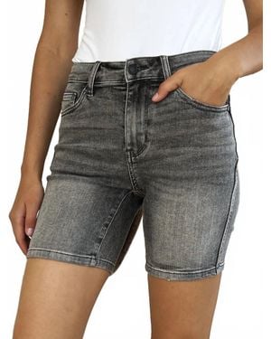 Judy Blue High Waist Washed Denim Shorts - Gray