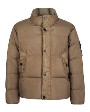 Stone Island Rds High Collar Matte Down Jacket - Brown
