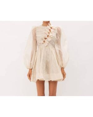 SOFIA The Label Lurex Organza Bow Detail Dress - Natural
