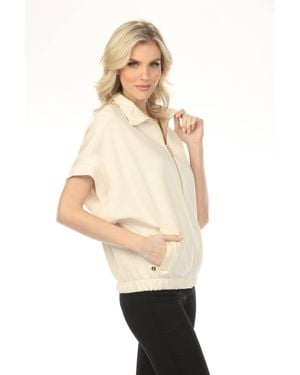 Joseph Ribkoff Dolman Sleeve Zip Front Boxy Jacket - White