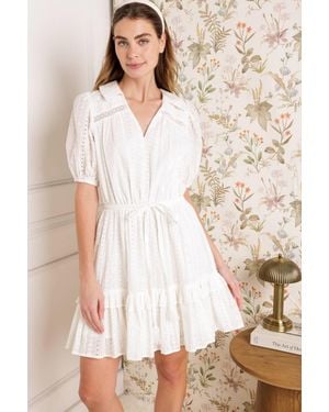 TRUEDAMES Starlight Soiree Woven Eyelet Mini Dress - Natural
