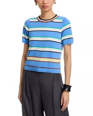 Zankov Striped Short Sleeve Sweater - Blue