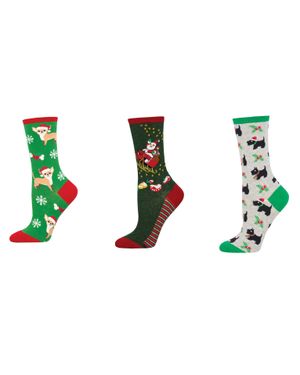 Socksmith Festive Chihuahua & Sleighing It & Festive Scotties Socks - Black