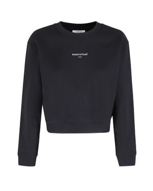 Maison Kitsuné Cropped Front-Embroidered Cotton Sweatshirt - Blue