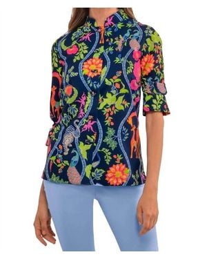Gretchen Scott Forget Me Knot Top- Jungle Symphony - Blue