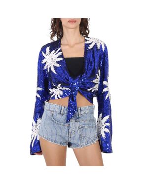 Filles A Papa Sequins Embroidery Top, Brand Size 1 - Blue