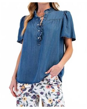 Easel Mallory Chambray Top - Blue