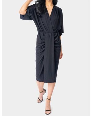 Gibsonlook Jennifer Drape Front Luxe Knit Dress - Blue