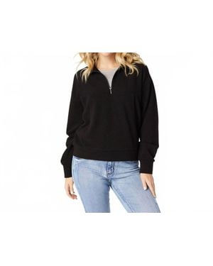 Coco + Carmen Lyla Half-Zip With Side Pockets Top - Black
