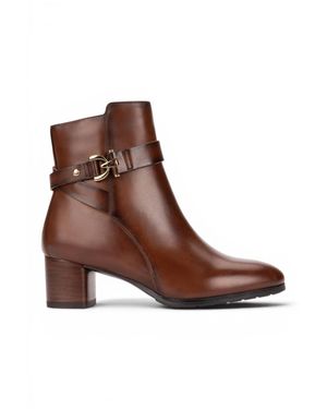 Pikolinos Leather Ankle Heeled Boots - Brown