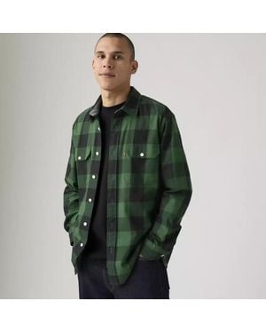 Levi's Classic Worker Overshirt Plaid Classic Button Up Jax1452 - Green