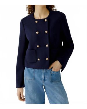 Ouí Double Breasted Ponte Blazer - Blue