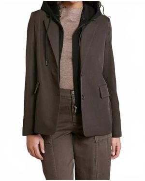 Dex Detachable Hooded Blazer Jacket - Brown