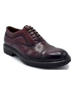 Aston Marc Lace-Up Faux Leather Oxfords - Brown