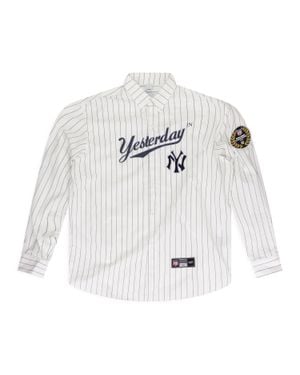 Protocol Index Baseball Pinstripe Shirt - White
