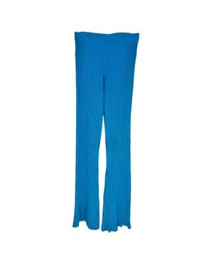 Galvan London London Rhea Ribbed-Knit Flared Pants - Blue