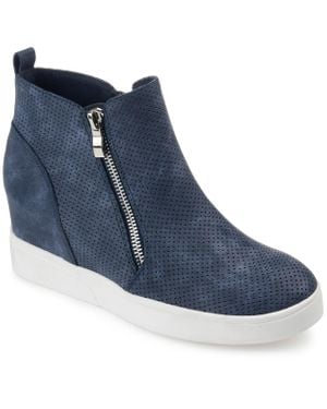 Journee Collection Collection Wide Width Pennelope Sneaker Wedge - Blue