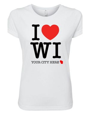 Wi-Wear I Love/Heart Wisconsin Ripon Ladies T-Shirt - White