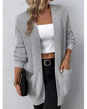 Ninexis Casual Cable Open Front Cardigan - Gray