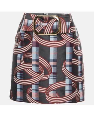 Emporio Armani Multicolor Geometric Pattern Jacquard Mini Skirt
