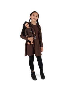 Leveret Bow Tie Dress Set with Doll - Black