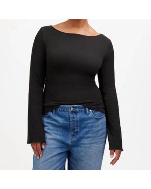 Madewell Ribbed Long-Sleeve Boatneck Top - Black