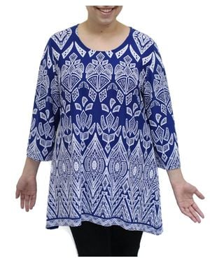 Southern Lady Mari Print Top - Blue