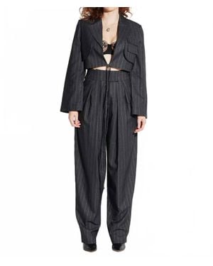 Circular Path Samantha Crop Tie Blazer - Black