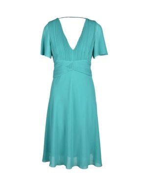Patrizia Pepe Pleated Deep V-Neck Polyester Mini Dress - Blue