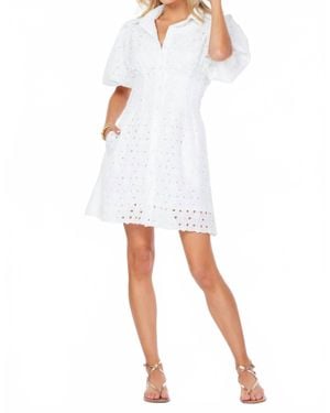 Bishop + Young Jacqueline Bubble Sleeve Eyelet Mini Dress - White