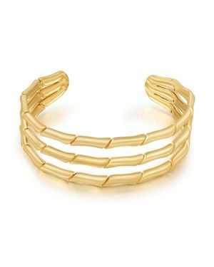Sahira Jewelry Design Bamboo Layered Cuff Bracelet - Metallic