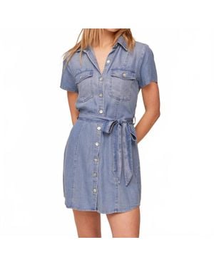 Bella Dahl Short Sleeve Seamed Shirt Dress - Blue