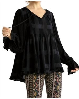 Umgee Chenille Babydoll Top - Black