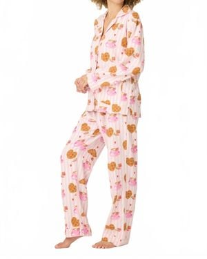 Pj Salvage Brunch Club Breakfast Print Flannel Pj Set - White