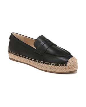 Sam Edelman Kai Loafer Leather Moc Toe Espadrille Shoes Hawk768 - Black