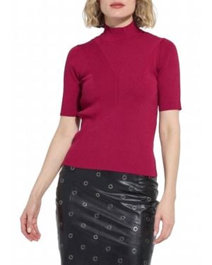 Lyssé Benadette Short Sleeve Ribbed Top - Red