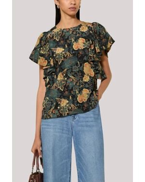 Ulla Johnson Lena Silk Flutter Sleeve Blouse - Multicolor