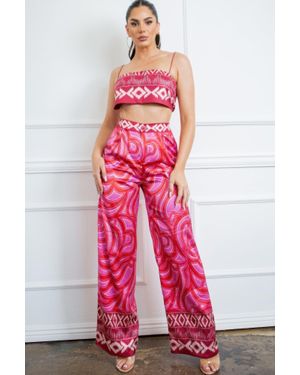 TRUEDAMES Bra Top And Wide Leg Pants Set - Pink