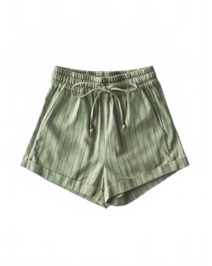 Trend:Notes Striped Linen Short - Green