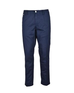 Replay Slim Fit Cotton Blend Pants With Subtle Stretch - Blue