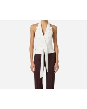Elisabetta Franchi Halter Double Breasted Vest With Belt - Black