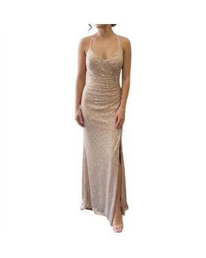 Haute Monde Glitter Formal Dress - Brown