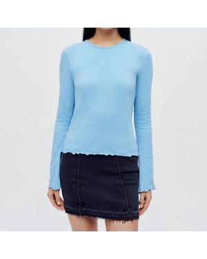 RE/DONE Crinkle Bell Long Sleeve Top - Blue
