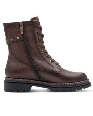 TMRS Tamaris Fashion Leather Lace-Up Zip Combat Ankle Boots - Brown