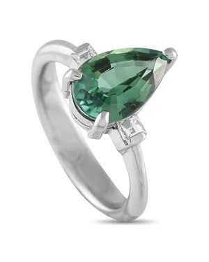 LB Exclusive Platinum 0.16 Ct Diamond And 2.55 Ct Pear Tourmaline Ring Mf16-073125 - Green