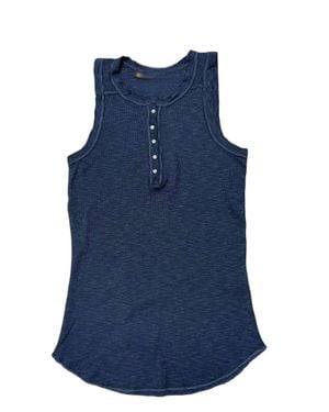 Crown Jewel Thermal Crew Henley Tank - Blue