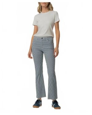 Kut From The Kloth Kelsey Twill Stripe High Rise Ankle Flare Pants - Blue