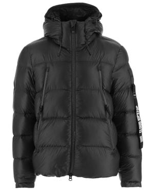OUTHERE Quilted Nylon Down Jacket With Adjustable Hood And Zippered Pockets - Black