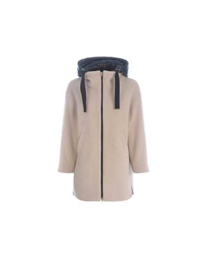 Herno Herringbone Wool Coat - Natural